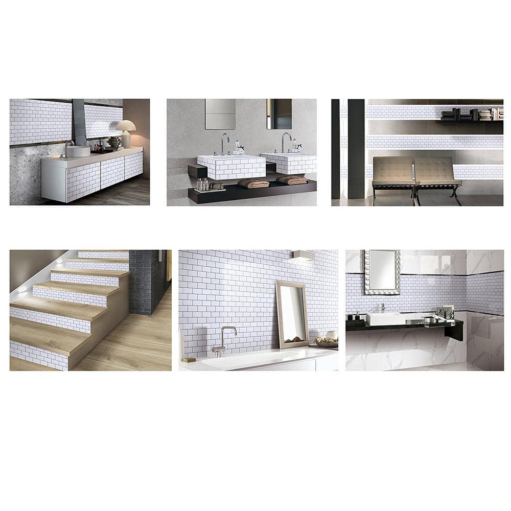 12'' x 12'' White Vinyl Peel and Stick Subway Tile