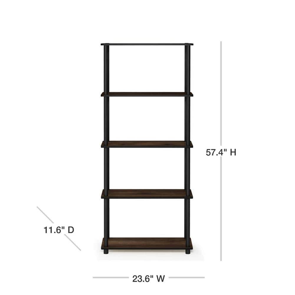 Columbia Walnut & Black 5-Tier Water-Resistant Multipurpose Shelf
