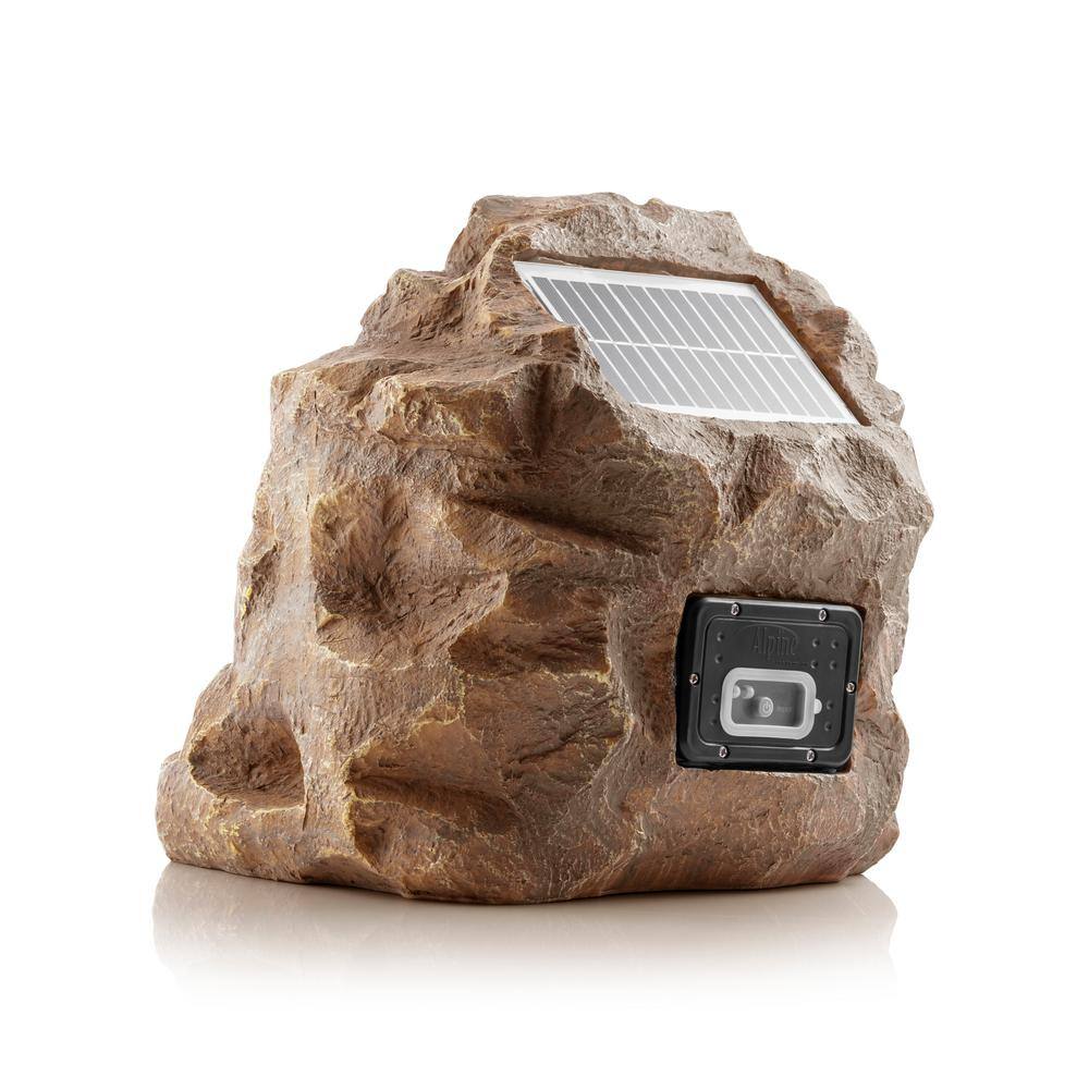 Brown Weatherproof Solar-Powered Outdoor Rock Speaker