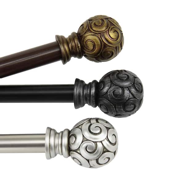 Rod Desyne 18 in. - 28 in. Telescoping Single Curtain Rod Kit in Cocoa with Bonbon Finial
