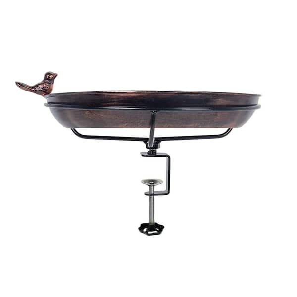 Mounted Bird Bath with Adjustable Sturdy Metal Clamp, Bowl Bird Baths for Outdoors Garden, Copper