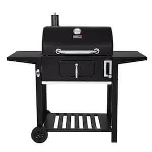 Charcoal Grill with 2 Side Table in Black