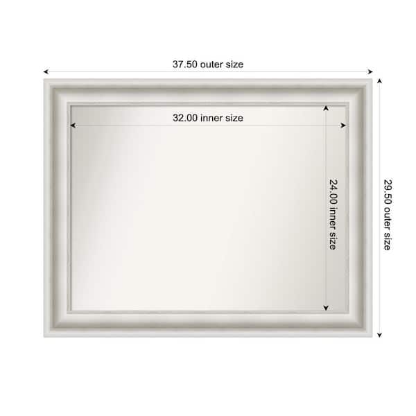 Amanti Art Parlor White 37.5 in. W x 29.5 in. H Custom Non-Beveled Recycled Polystyrene Framed Bathroom Vanity Wall Mirror