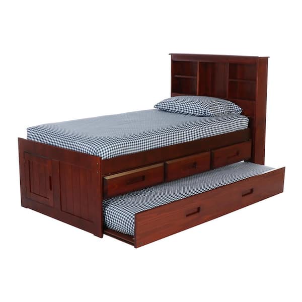 Full size captains bed deals with trundle