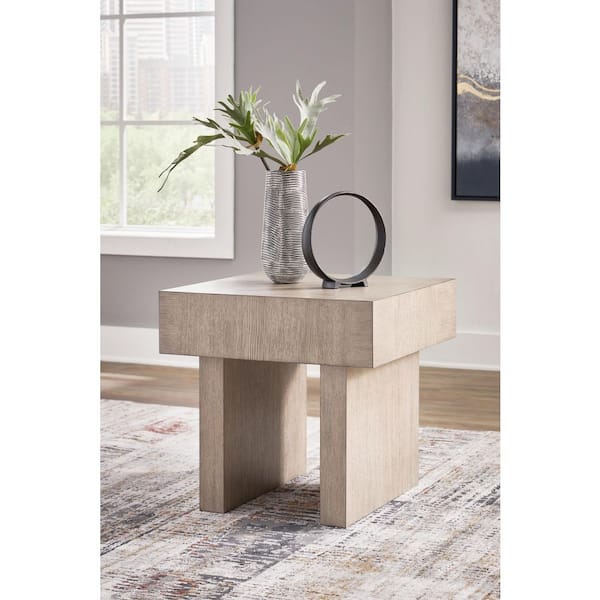 Signature DESIGN BY ASHLEY Jorlaina 26 in. Brown Square Wood End Table with Pedestal