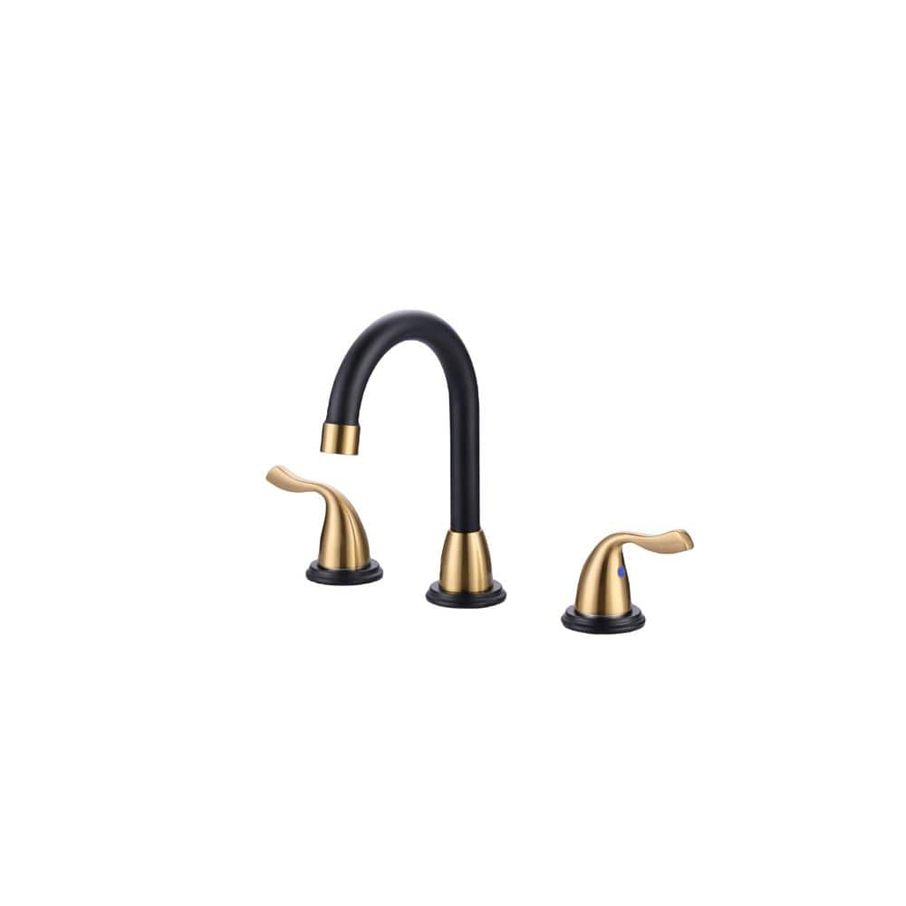 ALEASHA 8 In Widespread Double Handle Bathroom Faucet In Gold And   Gold And Black Widespread Bathroom Faucets Al 2c58gb 64 1000 