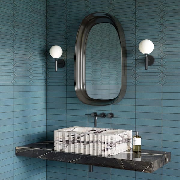 Terramater Laguna 3-1/2 in. x 15 in. Glossy Porcelain Wavy Wall Tile (8.08 sq. ft./case)