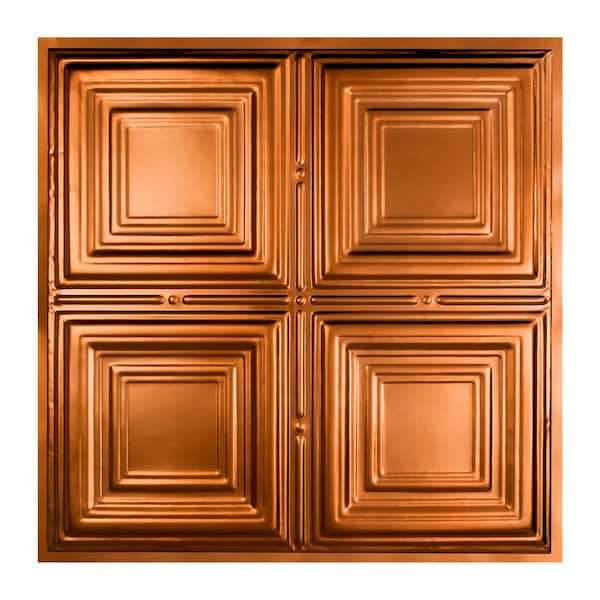 Great Lakes Tin Syracuse 2 ft. x 2 ft. Lay-in Tin Ceiling Tile in Copper (20 sq. ft. / case of 5)