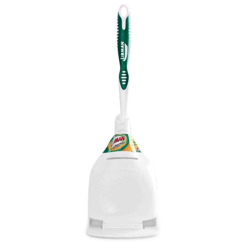 White and Green Polypropylene Toilet Brush with Caddy Set