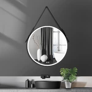 32 in. W x 32 in. H Round Framed Lighted Wall Bathroom Vanity Mirror with Anti-Fog, Dimmable, Memory in Matte Black