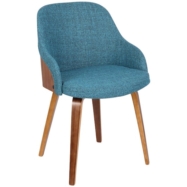 Lumisource BacciTeal Fabric Dining/Accent Chair with Walnut Wood