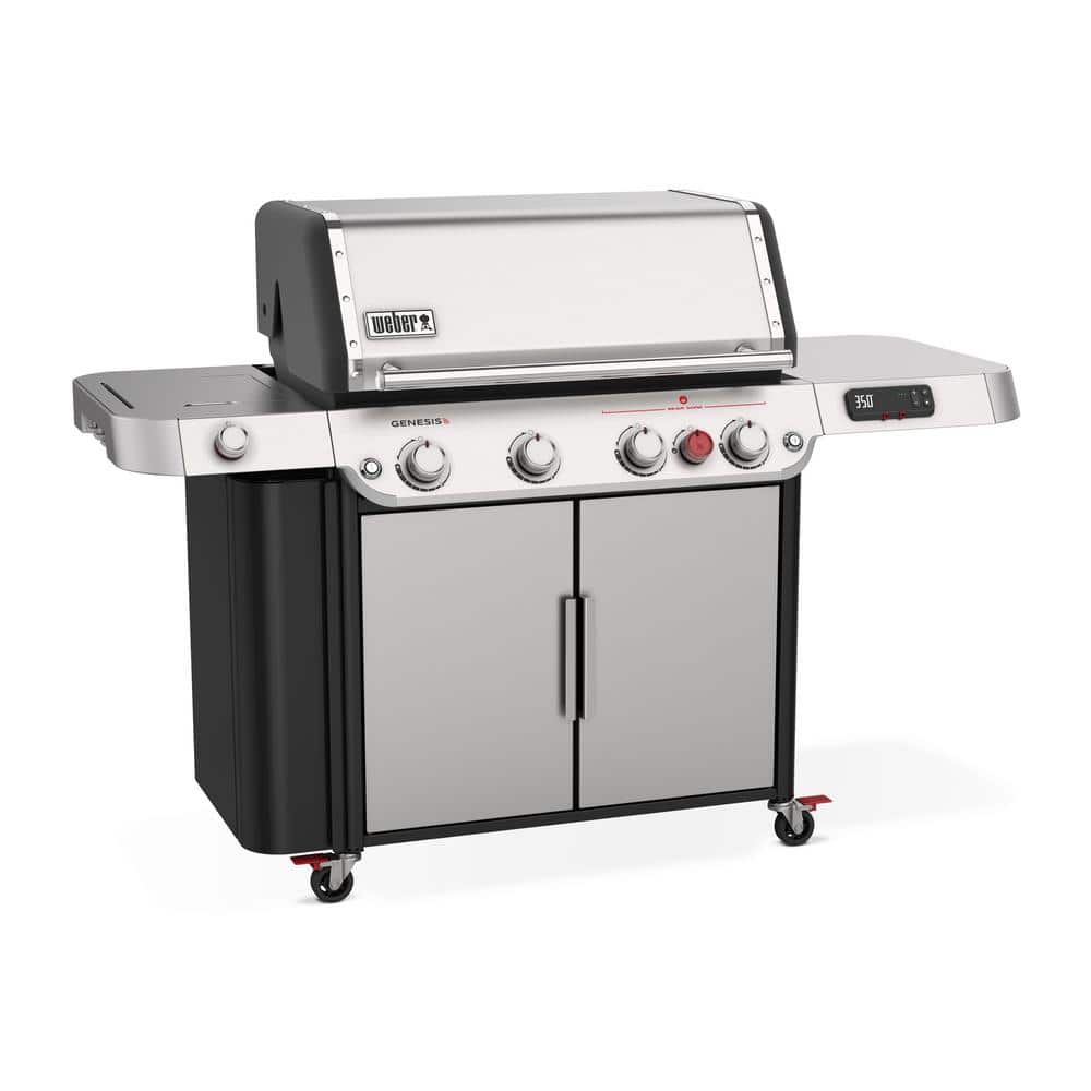 Stainless Steel 4-Burner Propane Gas Grill with Side Burner