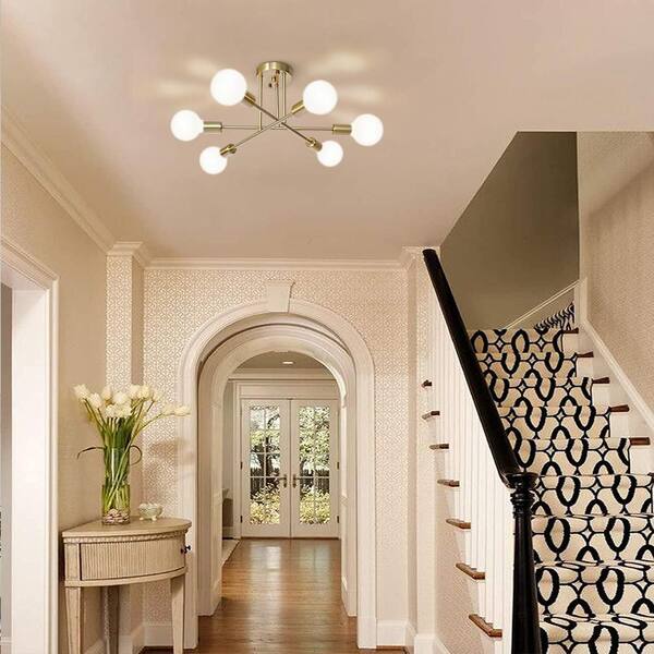 RRTYO Highlandville 23.62 in. 6-Light Brass Sputnik Semi Flush
