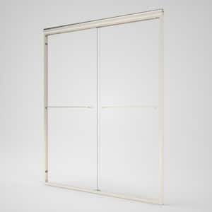 Nesso 60 in. W x 72 in. H Sliding Semi-Frameless Shower Door in Brushed Nickel Finish with Clear Glass