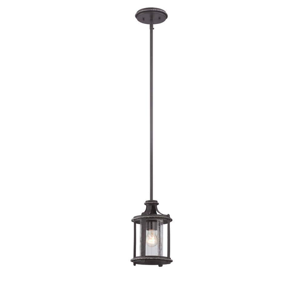 Black Steel and Glass Mini Pendant Light