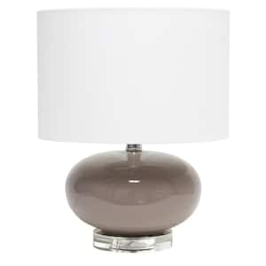 15.25 in. Gray Contemporary Modern Ceramic Egg Standard Bedside Living Room Entryway Table Lamp with White Fabric Shade