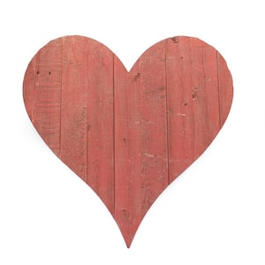 Rustic Farmhouse 12 in. x 12 in. Rustic Red Wood Heart