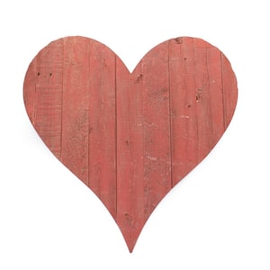 Rustic Farmhouse 18 in. x 18 in. Rustic Red Wood Heart