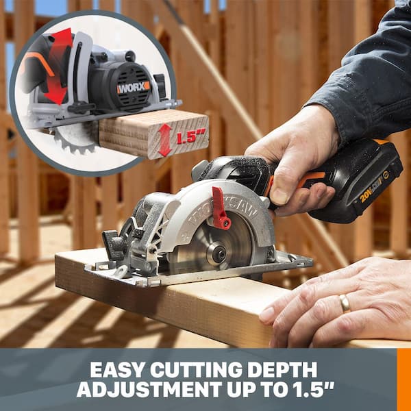 Worx Power Share 20-Volt Worxsaw 4-1/2 in. Compact Circular Saw