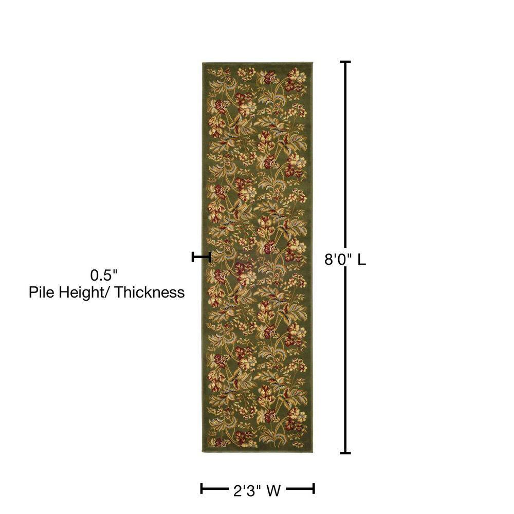 Lyndhurst Sage Floral Synthetic Runner Rug 2'3" x 8'