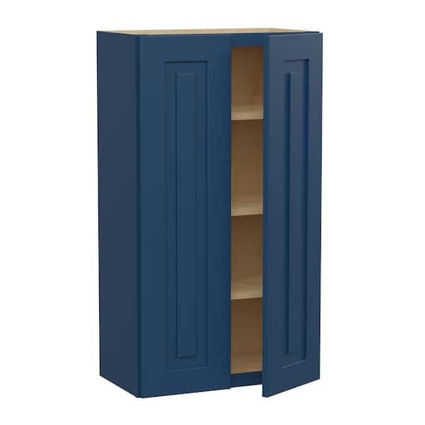 Home Decorators Collection Grayson 24 in. W x 12 in. D x 42 in. H Assembled Plywood Wall Kitchen Cabinet in Mythic Blue with Soft Close