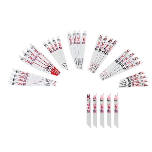 Milwaukee SAWZALL Nail-Embedded Wood & Metal Cutting Bi-Metal Reciprocating Saw Blades 5 TPI (32-PC) w/ 5 Metal Cutting Blades