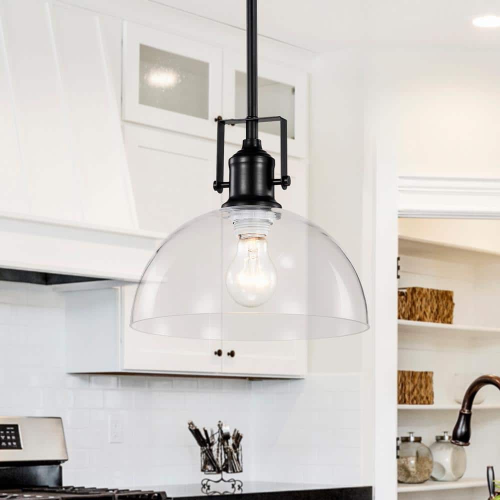 Hines 1-Light Black Farmhouse Pendant with Clear Dome Glass Shade price history on PriceWatchPro