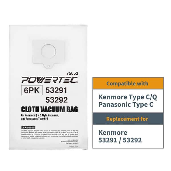 Hepa Bag for Ken-mores C,Q & 5055/50555/50557/50558 Pan-asonics C-5 & C