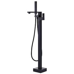 One Handle Floor Mounted Freestanding Tub Faucet with Handheld Shower in Oil Rubbed Bronze