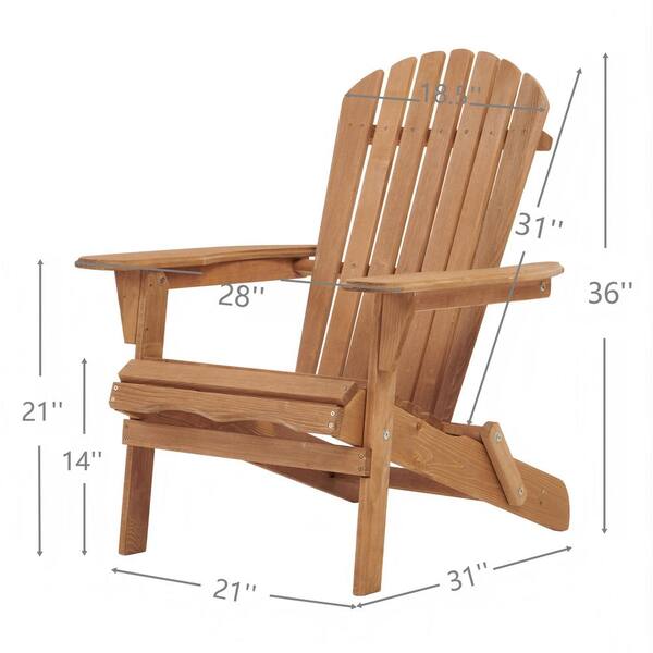 Light Brown Outdoor Wood Folding Adirondack Chair Set of 2 for