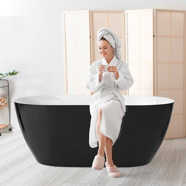 Getpro 59 in. x 30 in. Acrylic Freestanding Soaking Bathtub Flat