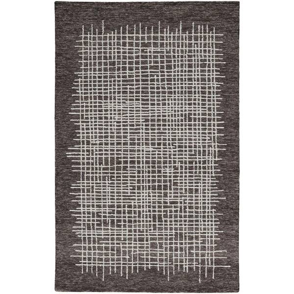 HomeRoots Gray and Ivory 2 ft. x 3 ft. Plaid Area Rug 2000514329 The