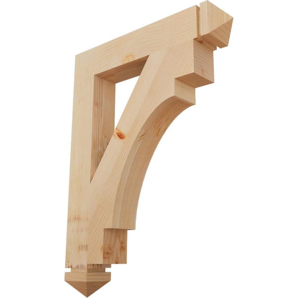 Ekena Millwork 3.5 in. x 32 in. x 24 in. Douglas Fir Merced Arts and Crafts Smooth Bracket
