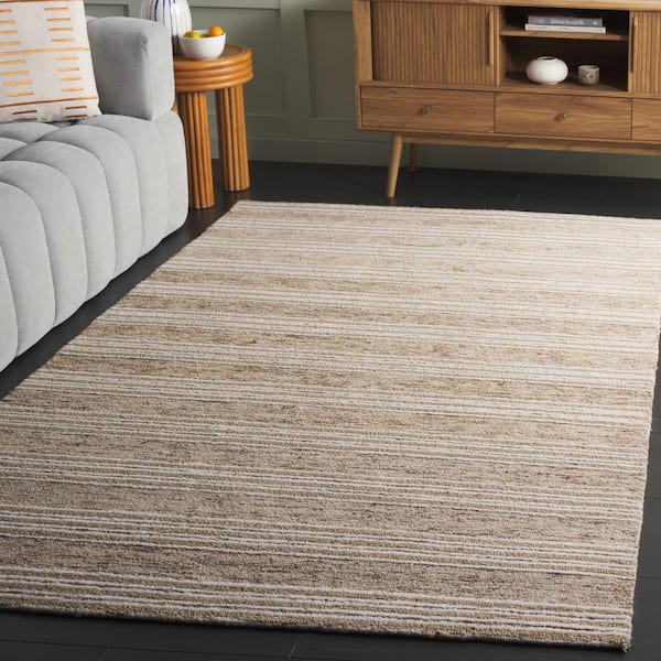Pine 8 ft. x 10 ft. Ivory/Taupe Double Striped Area Rug