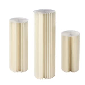 Indoor/Outdoor White Foldable Cardboard PVC Plastic Cylinder Flower Stand (3-Pieces)