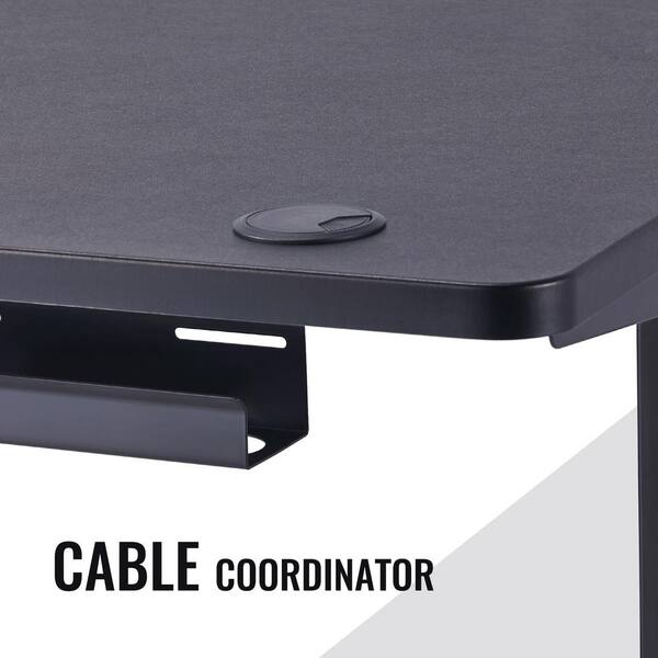 Merra 48 in. Retangular Black Standing Computer Desk with Cable 