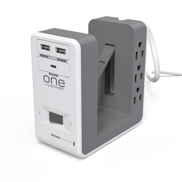 ProMounts 6-Outlet + 2 USB A + 1 USB C Surge Protector for Home or Office, Space Saver, Easy Desk Clamp