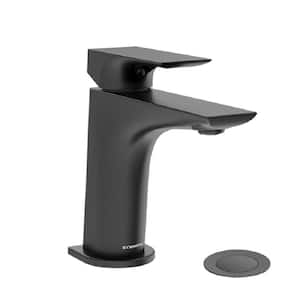 Verity Single-Hole Single-Handle Bathroom Faucet with Push Pop Drain in Matte Black (1.0 GPM)