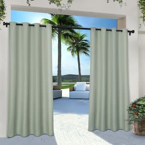 Cabana Seafoam Solid Light Filtering Grommet Top Indoor/Outdoor Curtain, 54 in. W x 108 in. L (Set of 2)