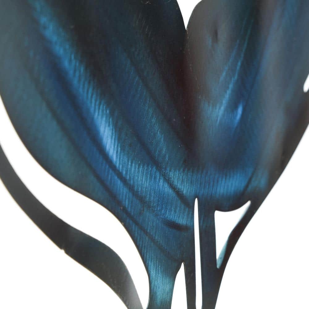 Handcrafted Blue Iron Whale Tail Wall Sculpture
