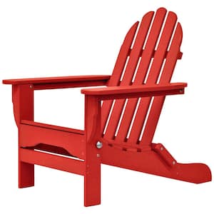 Icon Bright Red Plastic Folding Adirondack Chair