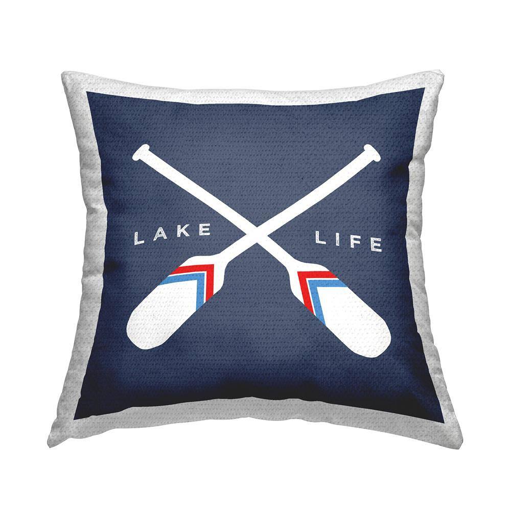 Lake Life Phrase Crossed Oars Nautical Blue Printed Pillow Blue Square Outdoor Throw Pillow price history on PriceWatchPro