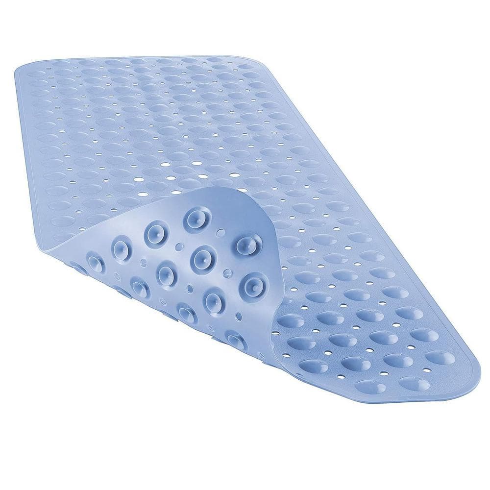 16 in. x 40 in. Non-Slip Bathtub Mat with Suction Cups and Drain Holes in L