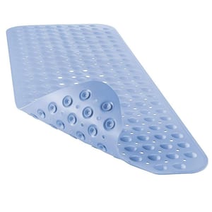 16 in. x 40 in. Non-Slip Bathtub Mat with Suction Cups and Drain Holes in Light Blue