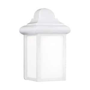 Mullberry Hill 1-Light White Outdoor 8.75 in. Wall Lantern Sconce