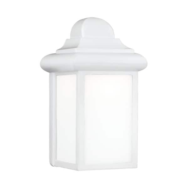 Generation Lighting Mullberry Hill 1-Light White Outdoor 8.75 in. Wall Lantern Sconce with LED Bulb