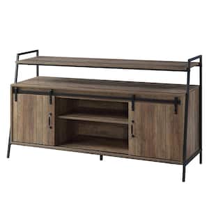 Rashawn Rustic Oak and Black Finish TV Stand Entertainment Center Fits TV's up to 58 in. with Storage and Shelves