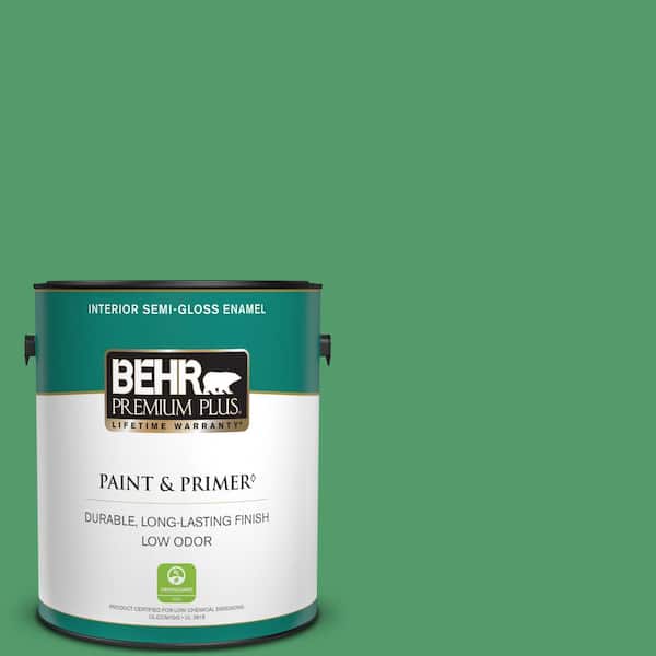BEHR PREMIUM PLUS 1 gal. #P410-6 Solitary Tree Semi-Gloss Enamel Low Odor Interior Paint & Primer