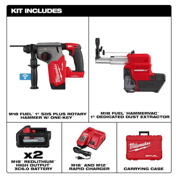 M18 FUEL ONE-KEY 18V Lithium-Ion Brushless Cordless 1 in. SDS-Plus Rotary Hammer with M18 FUEL Mid-Torque Impact Wrench