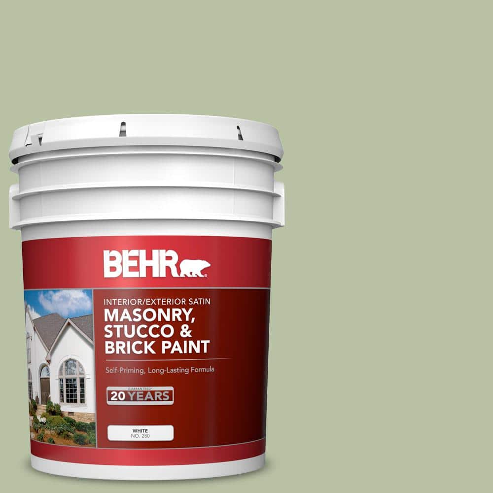 5 gal. #MS-57 Soft Green Satin Interior/Exterior Masonry, Stucco and Brick 